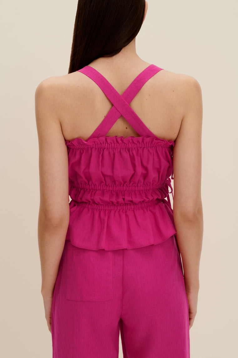 Tie-detailed top in Hot Pink