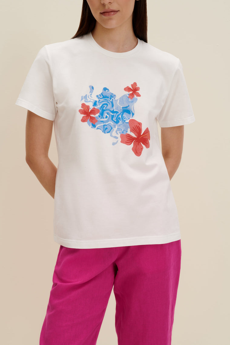 Printed organic cotton t-shirt in White