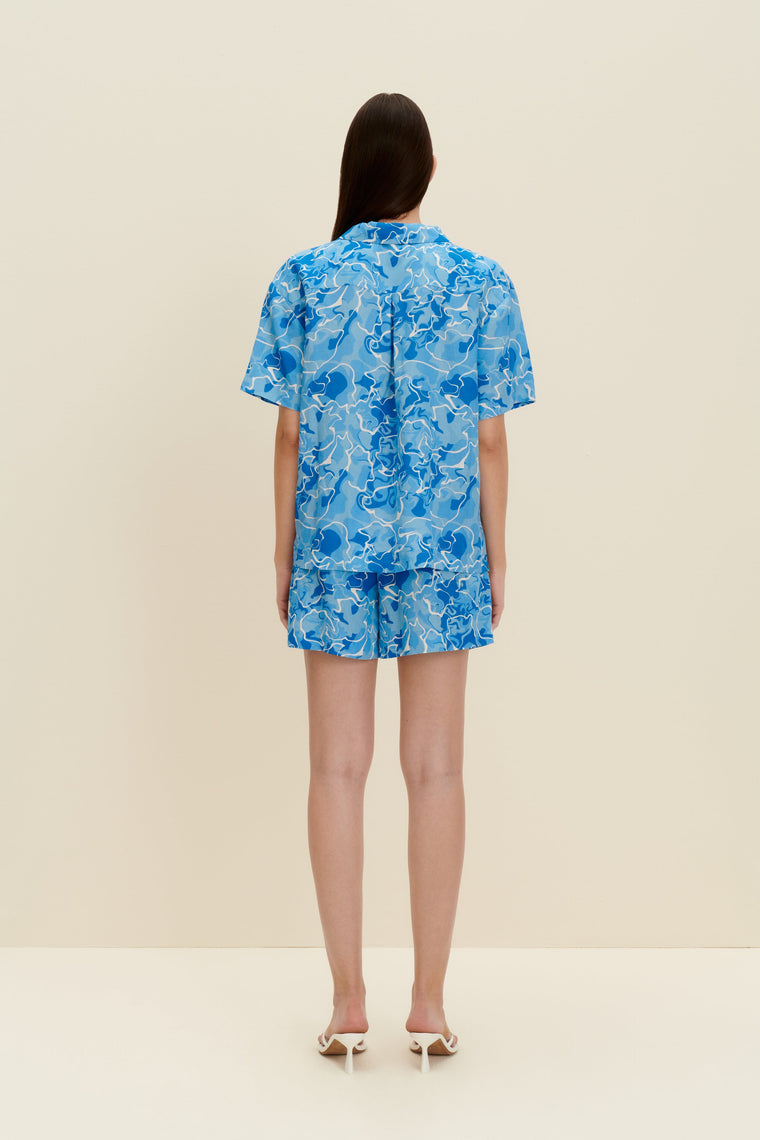 Short sleeve oversized shirt in Pool Water Print