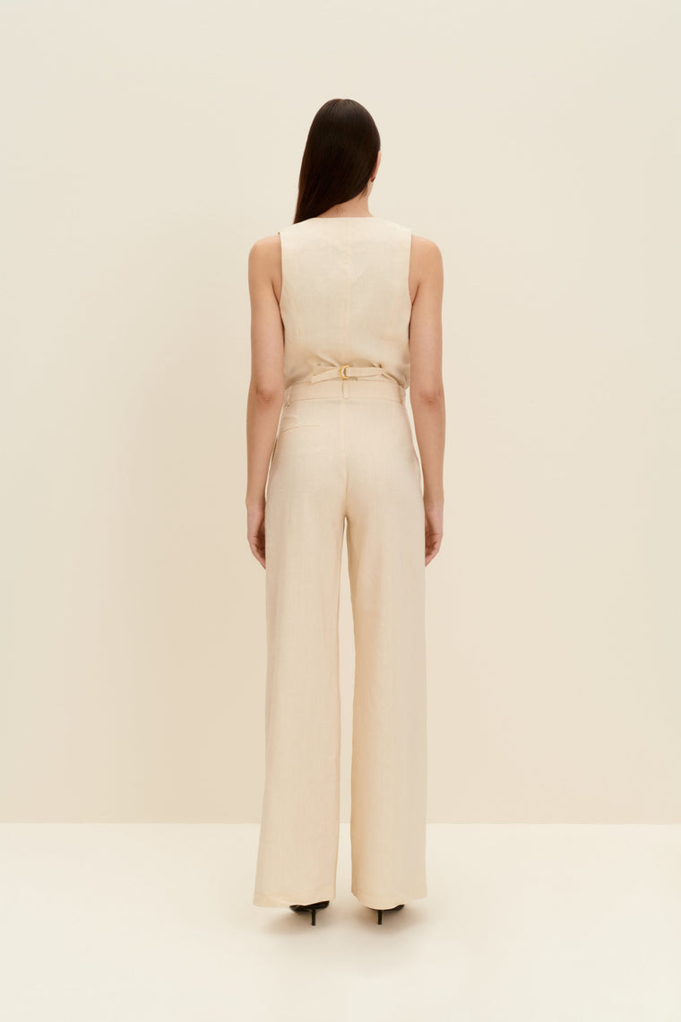 Tailored wide-leg pants in Sandy Beige