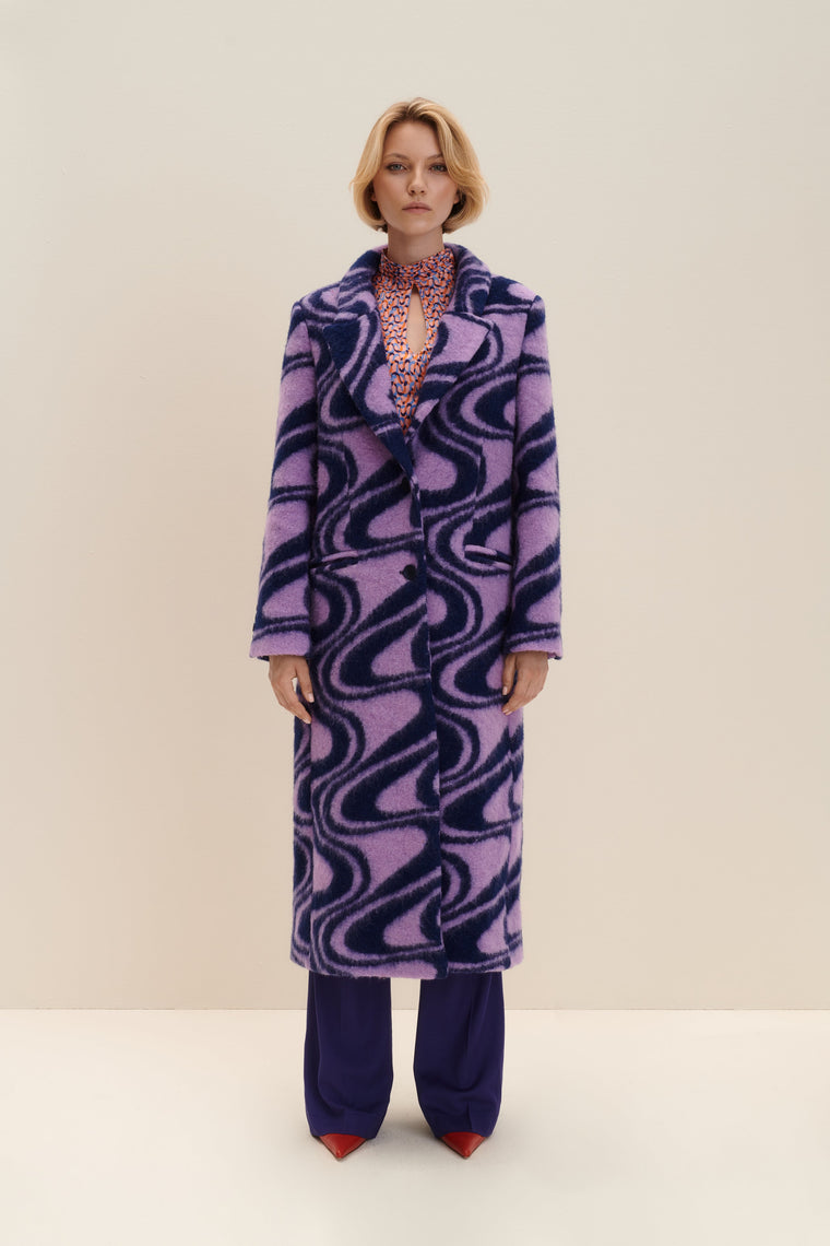 Oversized wool coat in Funky Pattern