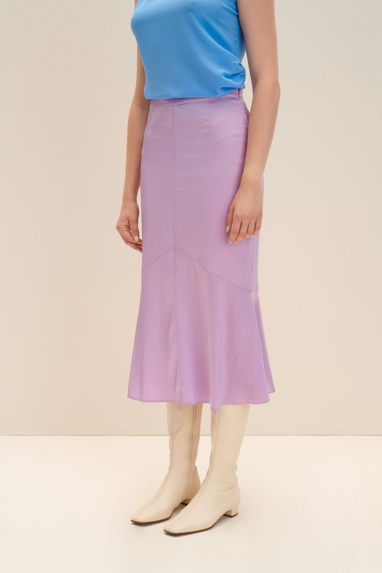 Satin panelled skirt in Lilac