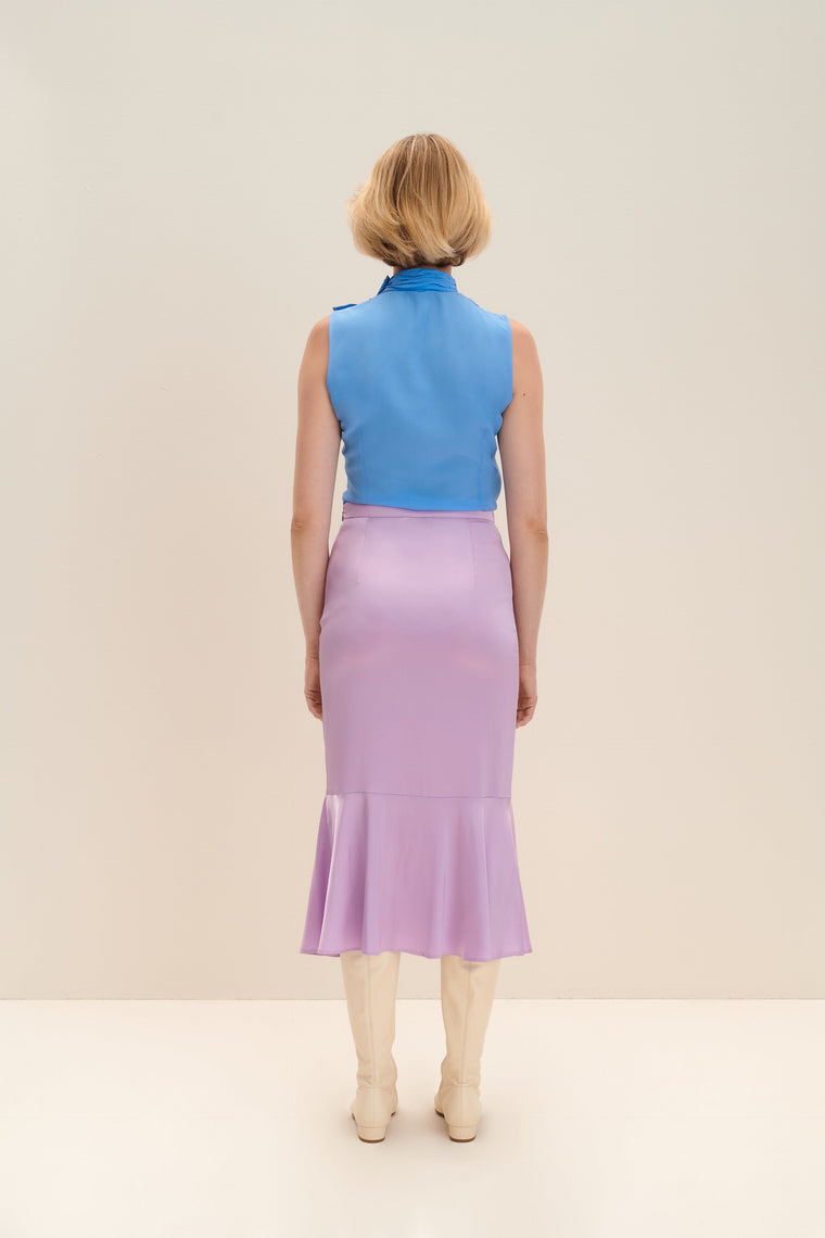 Satin panelled skirt in Lilac