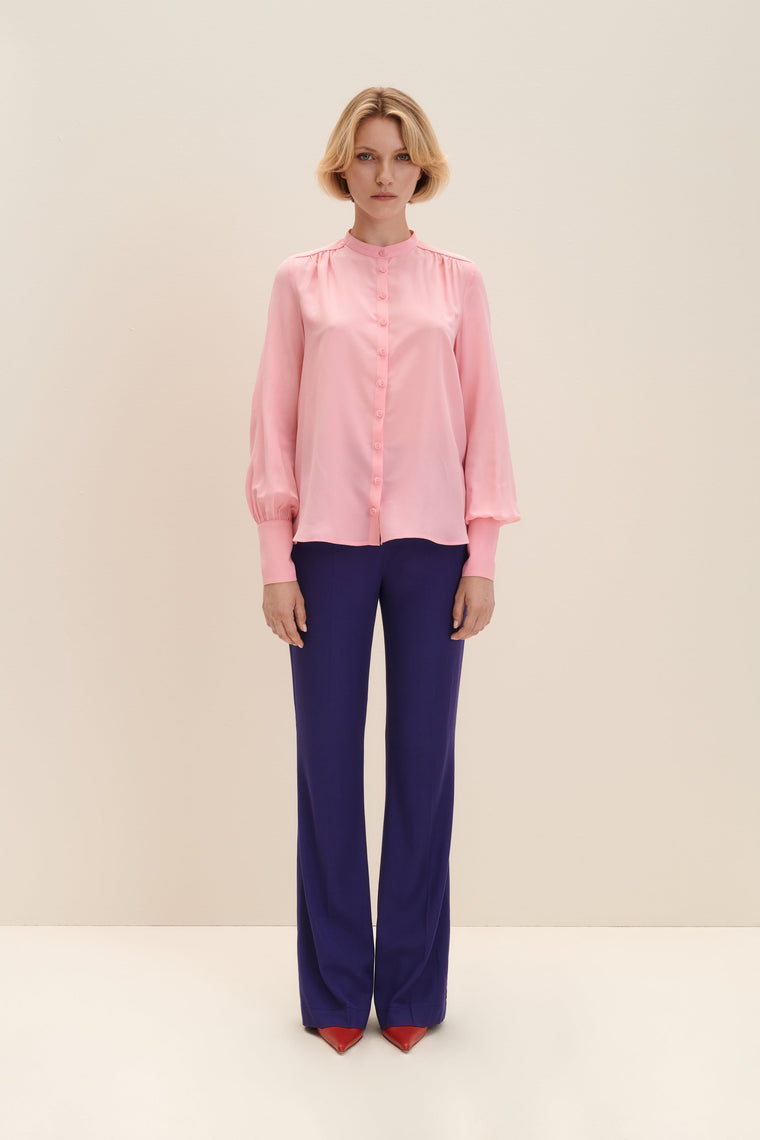 Crepe de chine silk shirt in Candy Pink