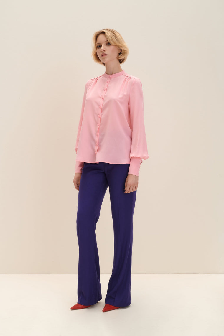 Crepe de chine silk shirt in Candy Pink