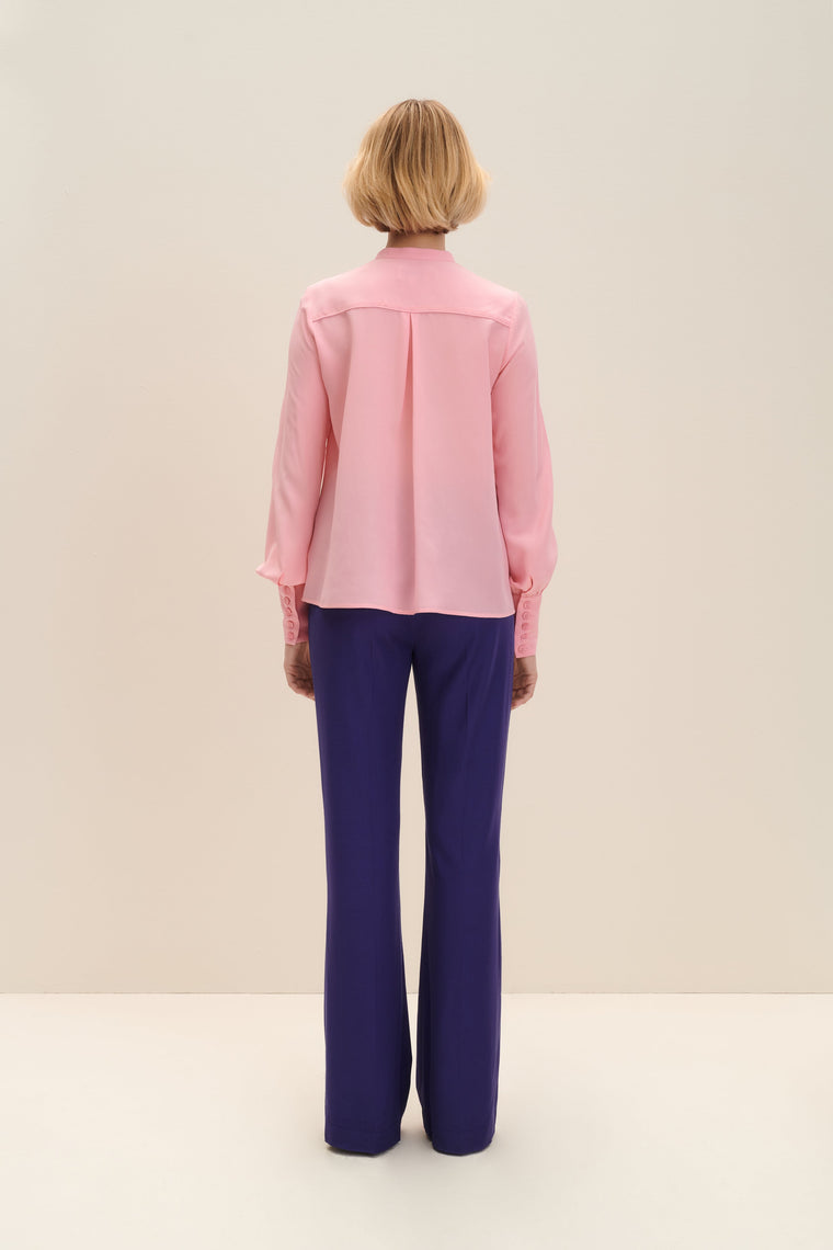 Crepe de chine silk shirt in Candy Pink