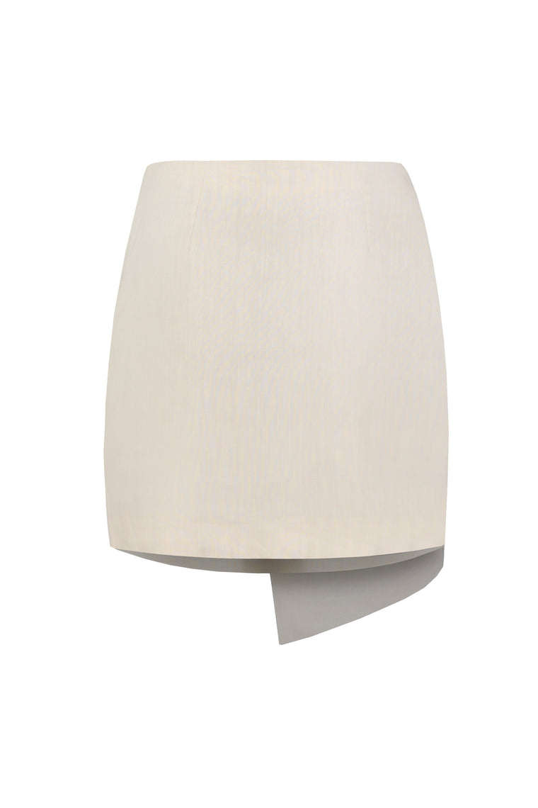 Asymmetric mini skirt in Sandy Beige