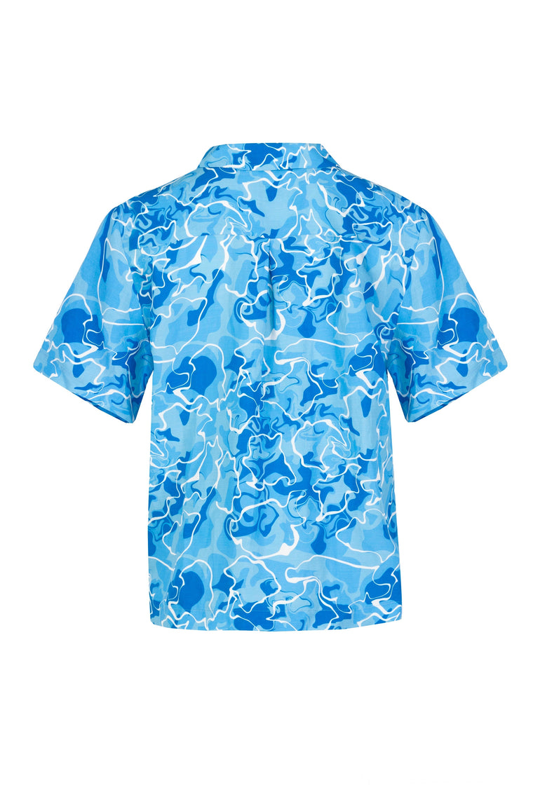 Short sleeve oversized shirt in Pool Water Print