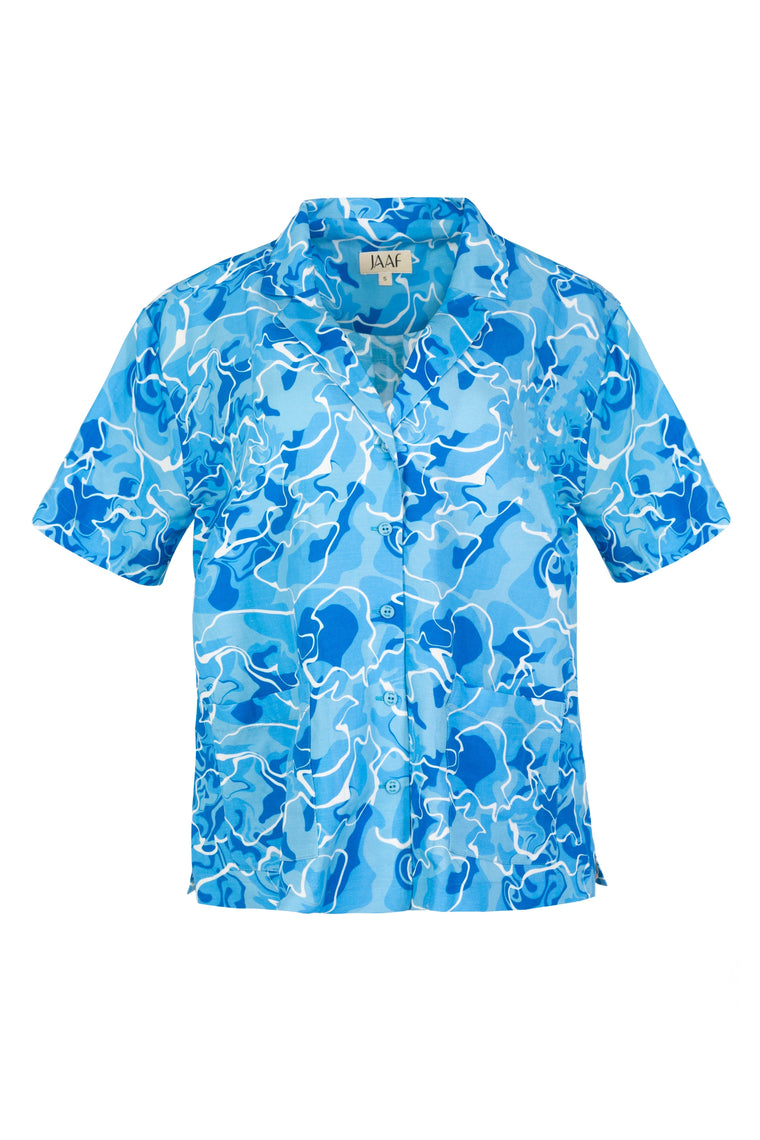 Short sleeve oversized shirt in Pool Water Print