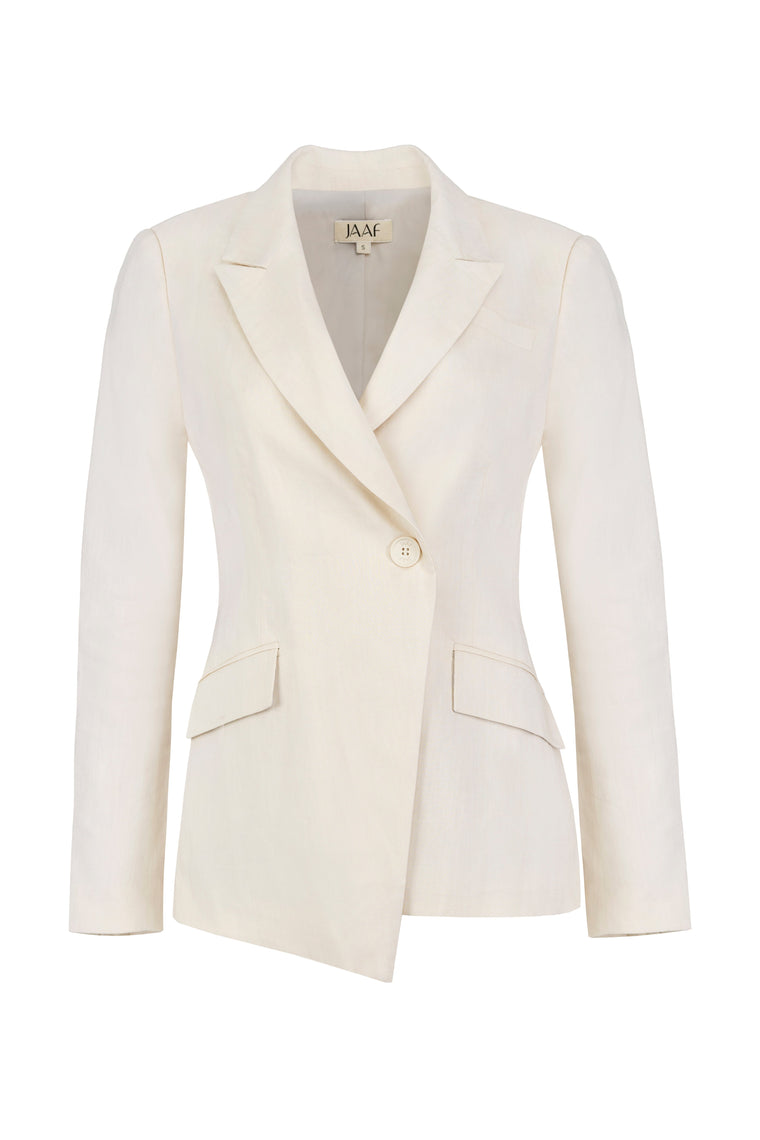 Tailored asymmetric blazer in Sandy Beige