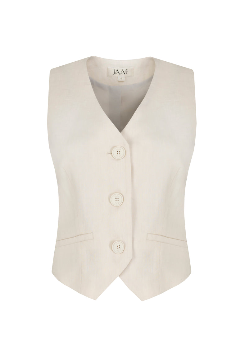 Tailored vest top in Sandy Beige