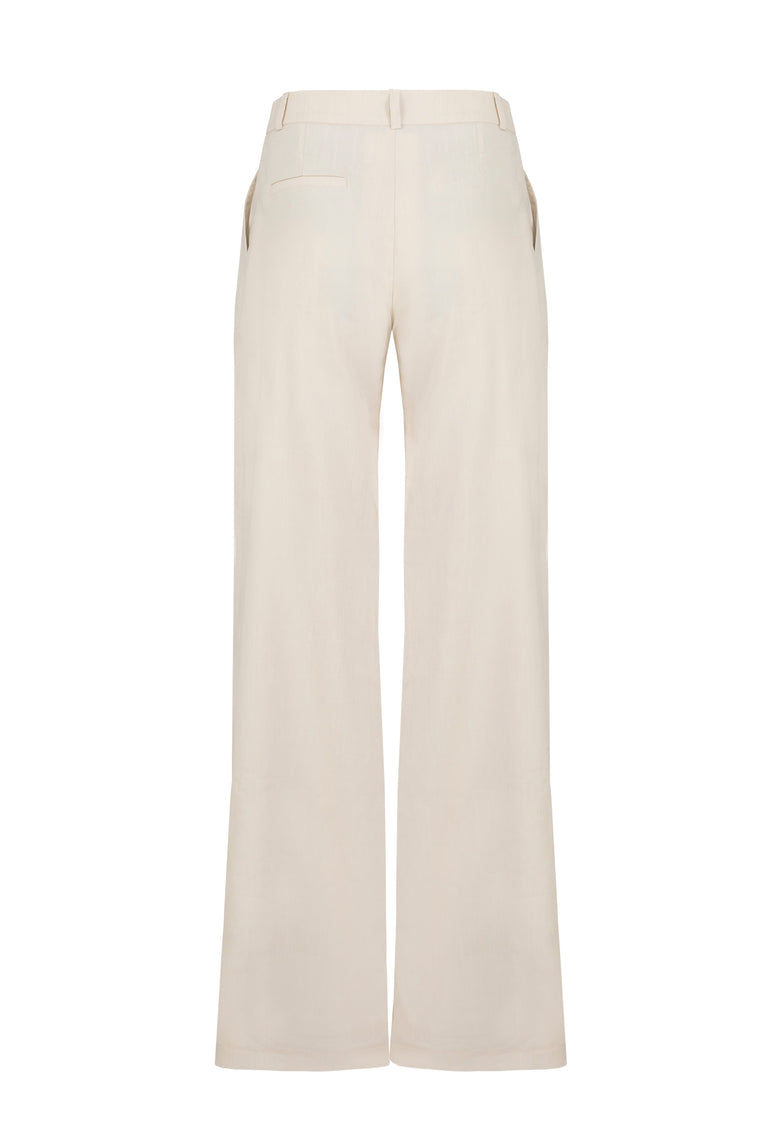 Tailored wide-leg pants in Sandy Beige