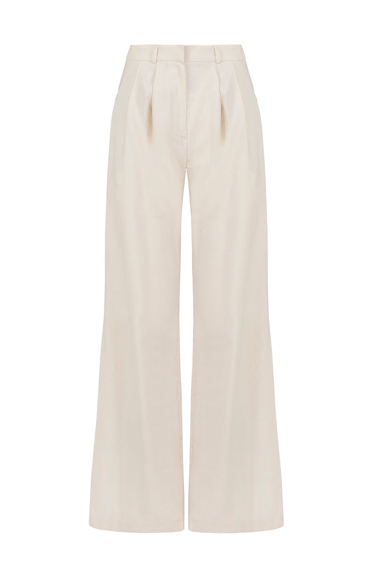 Tailored wide-leg pants in Sandy Beige