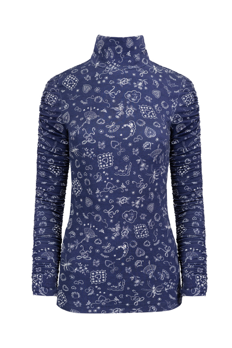 Long sleeve turtleneck in Ballerina Navy Print