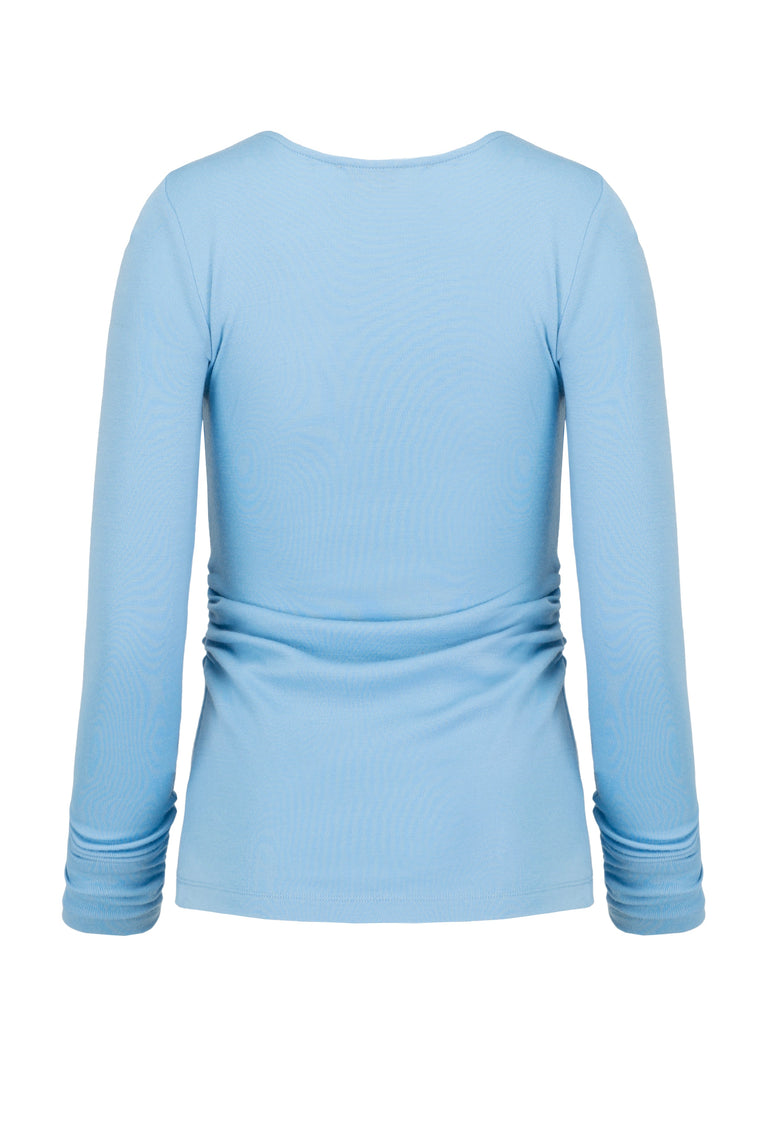 Long sleeve wool top in Arctic Blue