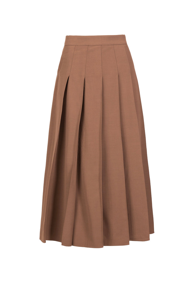 Pleated midi skirt in Chocolate Brown