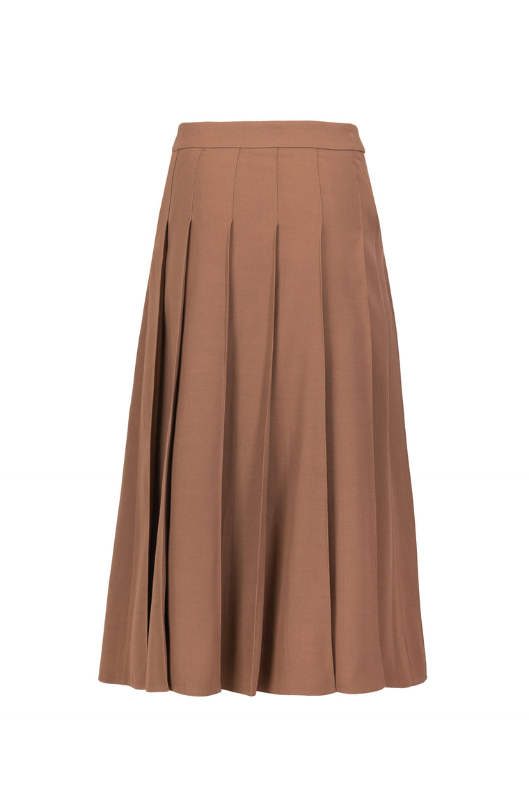 Pleated midi skirt in Chocolate Brown