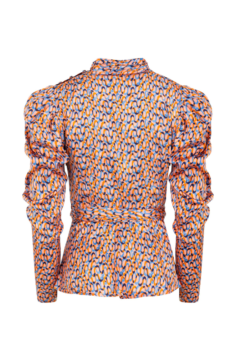 Turtleneck cutout blouse in Groovy Print