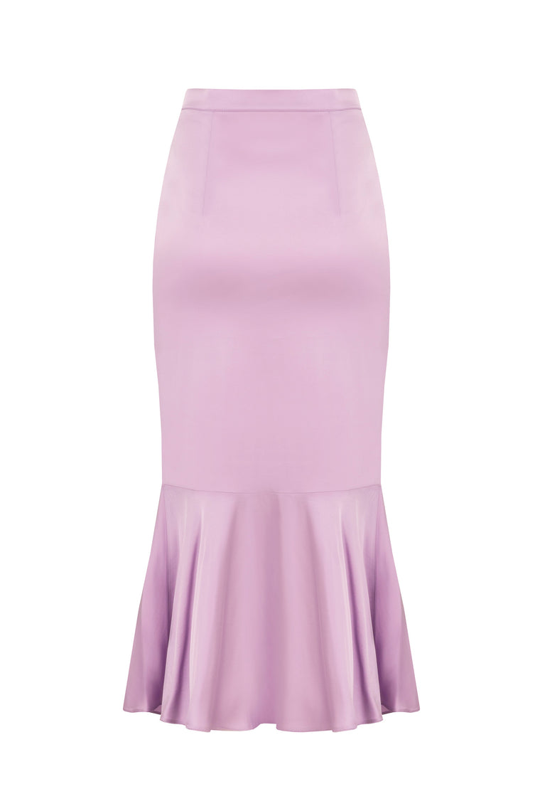 Satin panelled skirt in Lilac