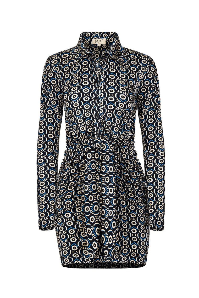 Long sleeve stretch-jersey dress in Daisy Print