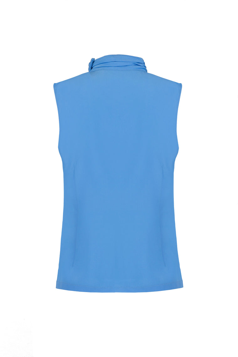 Sleeveless silk top in Sky Blue