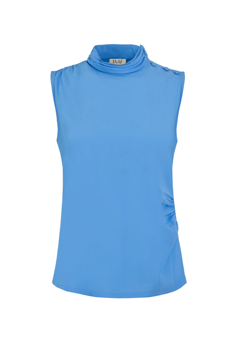 Sleeveless silk top in Sky Blue