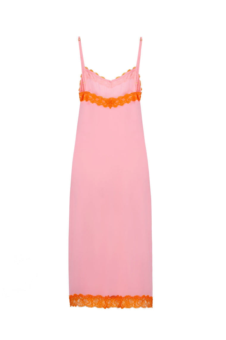 Crepe de chine silk dress in Candy Pink