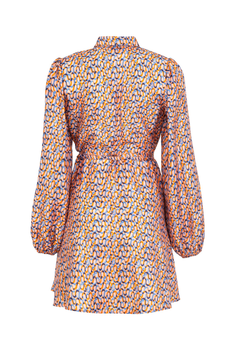 Silk shirt dress in Groovy Print